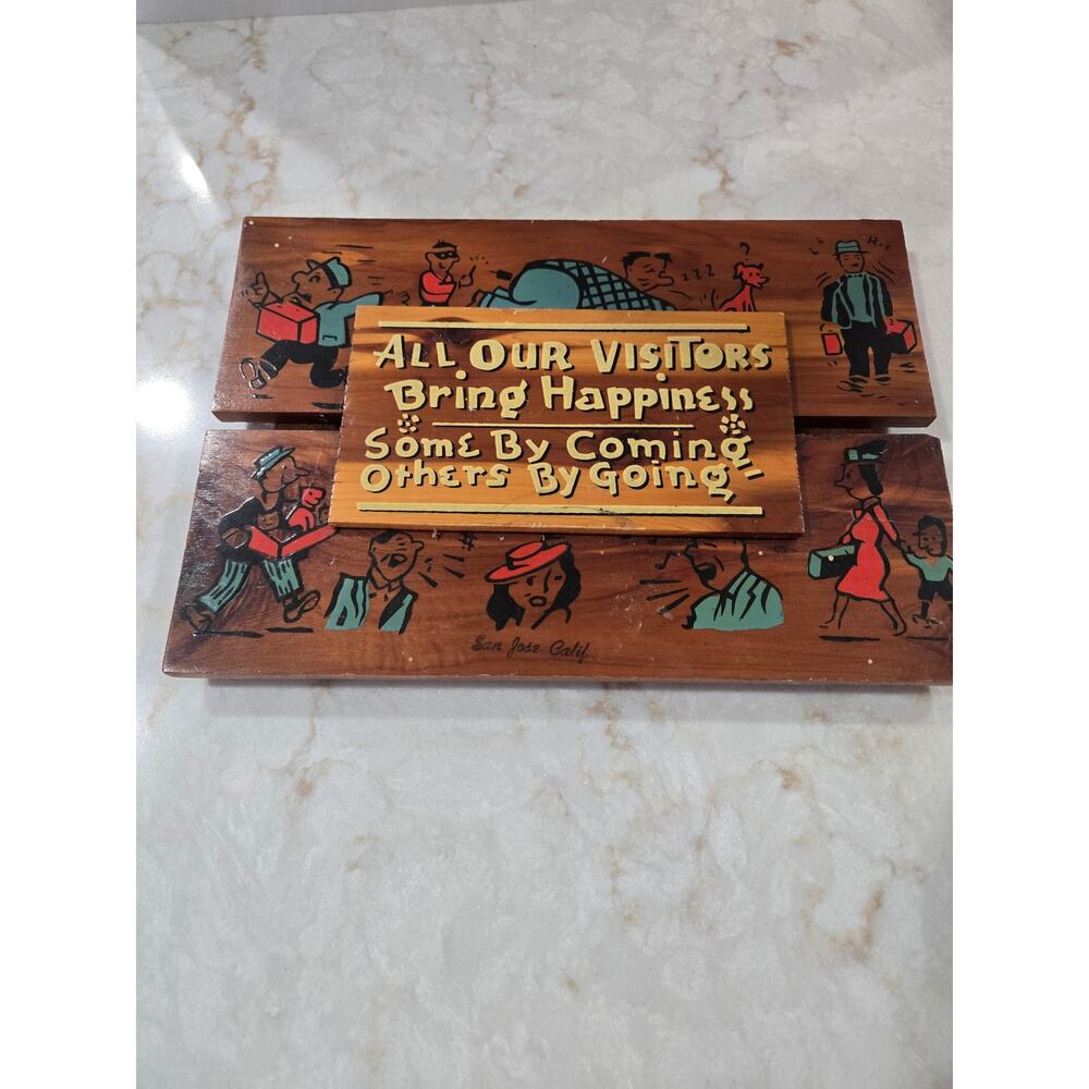 Vintage Wood Souvenir Plaque 9" x 6.25" San Jose California 1950s 1960s